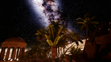 4K-Ancient-Roman-time-town-in-desert-and-Milky-Way-stars.